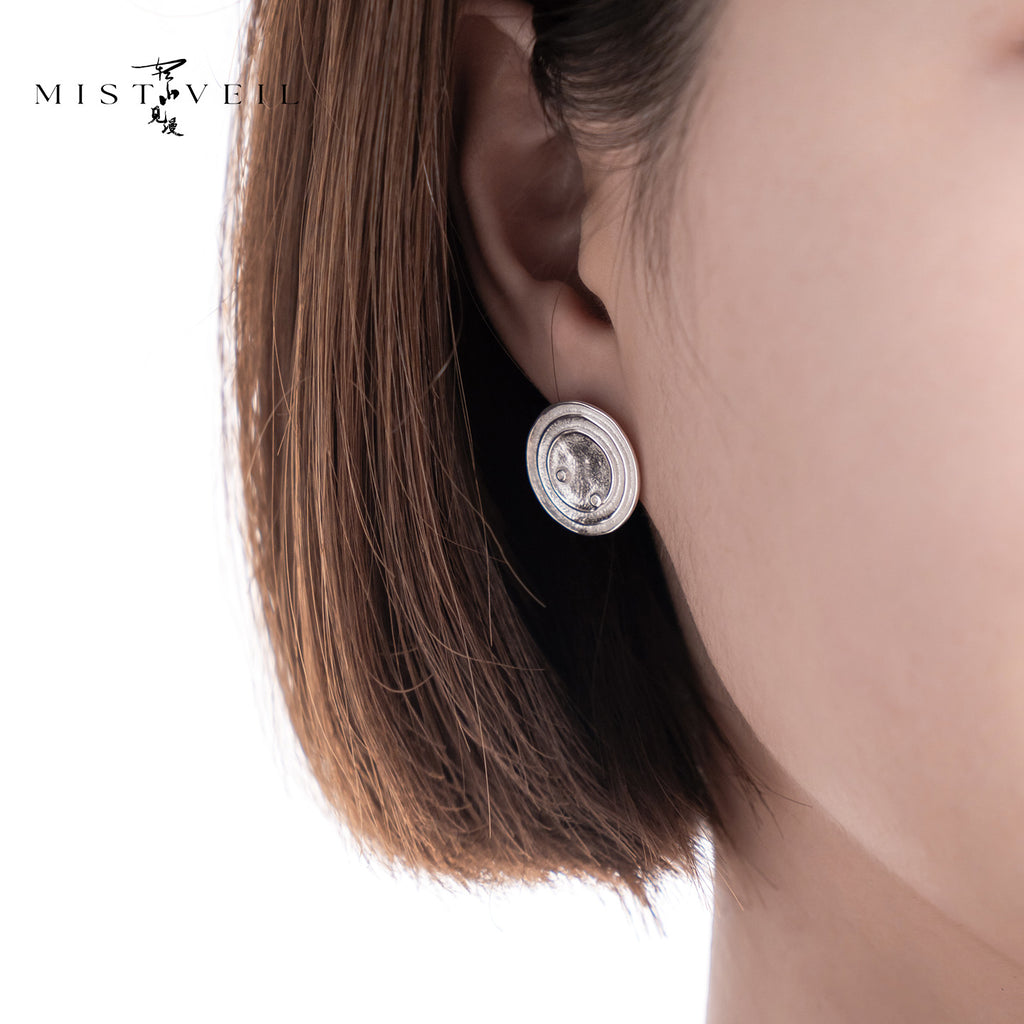 Mistveil Galaxy-Kiss Silver Celestial Stud Earrings