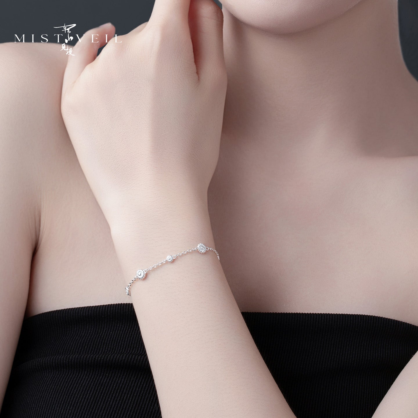 Mistveil Blessing‑at‑Hand Silver Amulet Bracelet