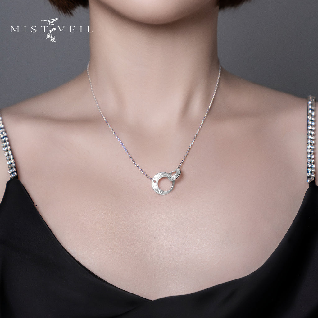 Mistveil Eternal Sun-Moon Silver Unity Necklace