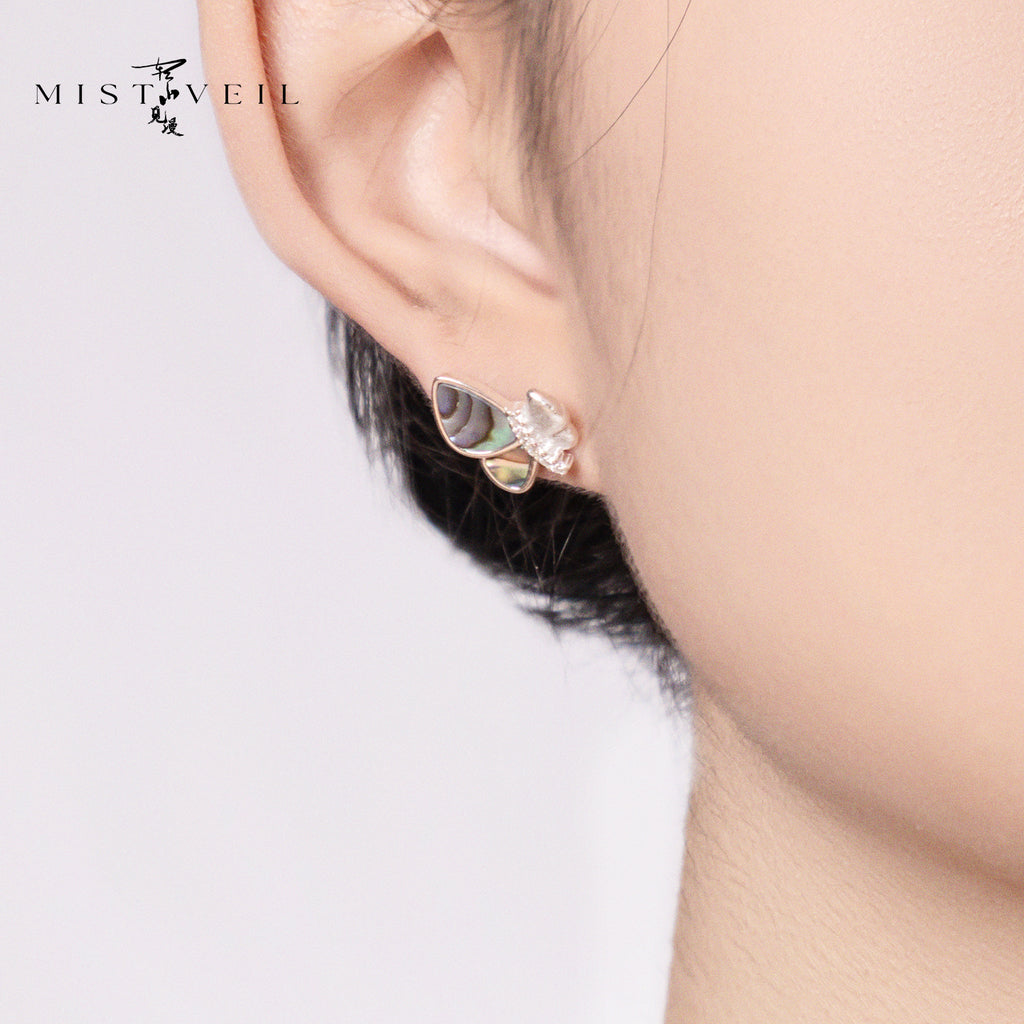Mistveil Wild-Butterfly Silver Rebirth Stud Earrings