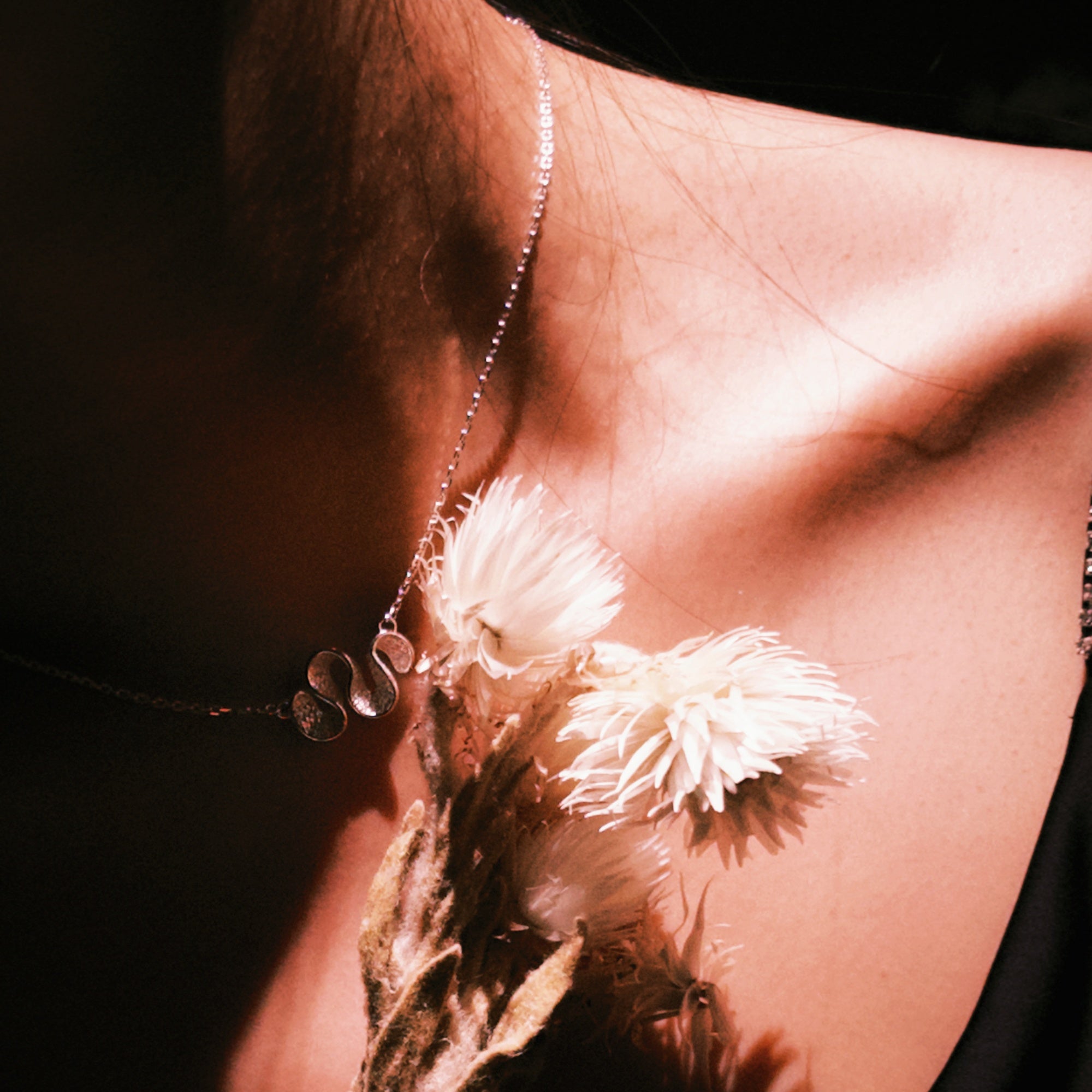 Mistveil Pleat-Inspired S-Curve Silver Cultural Necklace