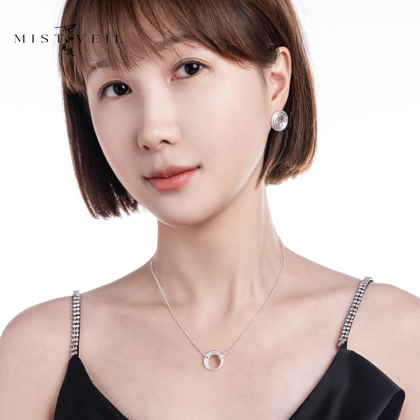 Mistveil Galaxy-Kiss Silver Celestial Stud Earrings