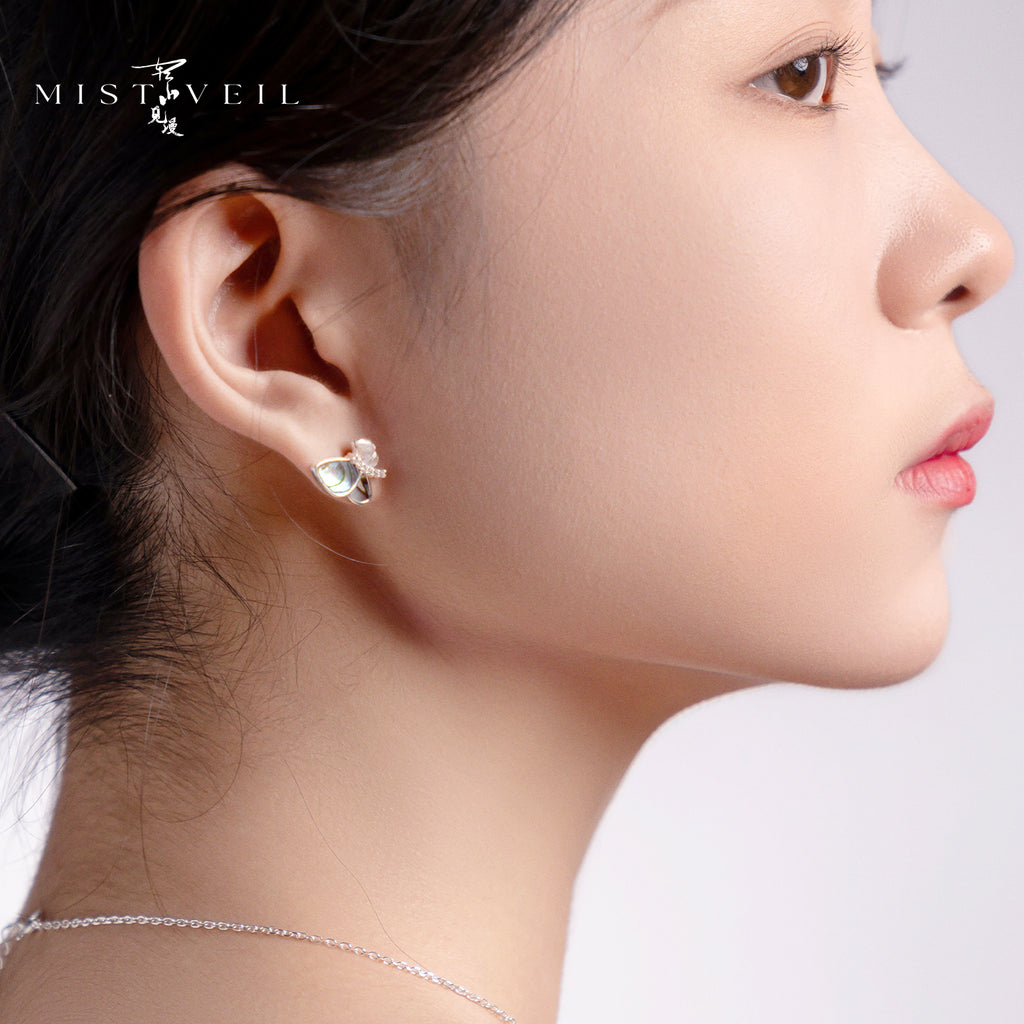 Mistveil Wild-Butterfly Silver Rebirth Stud Earrings