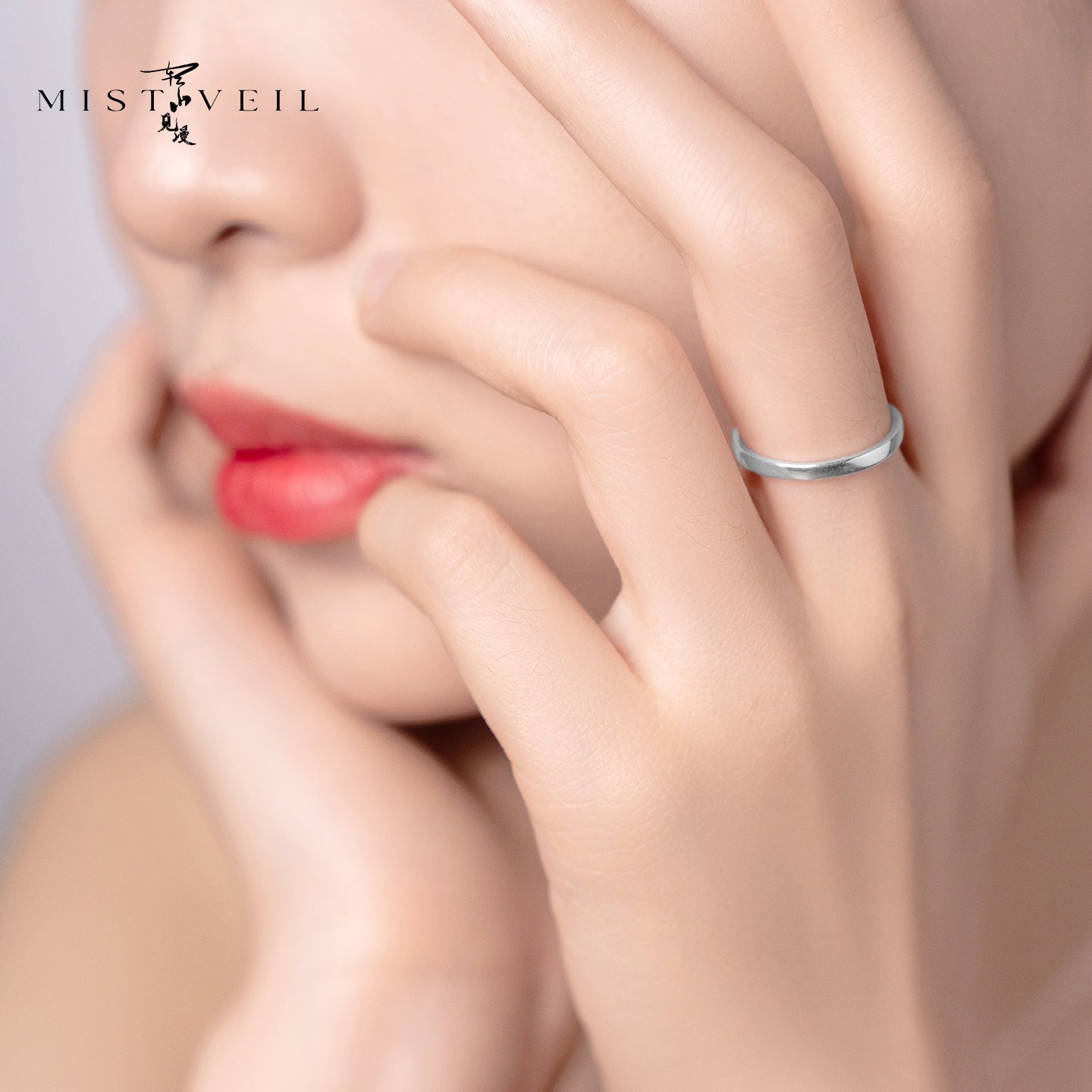 Mistveil Luminous-Light Silver Loving Ring