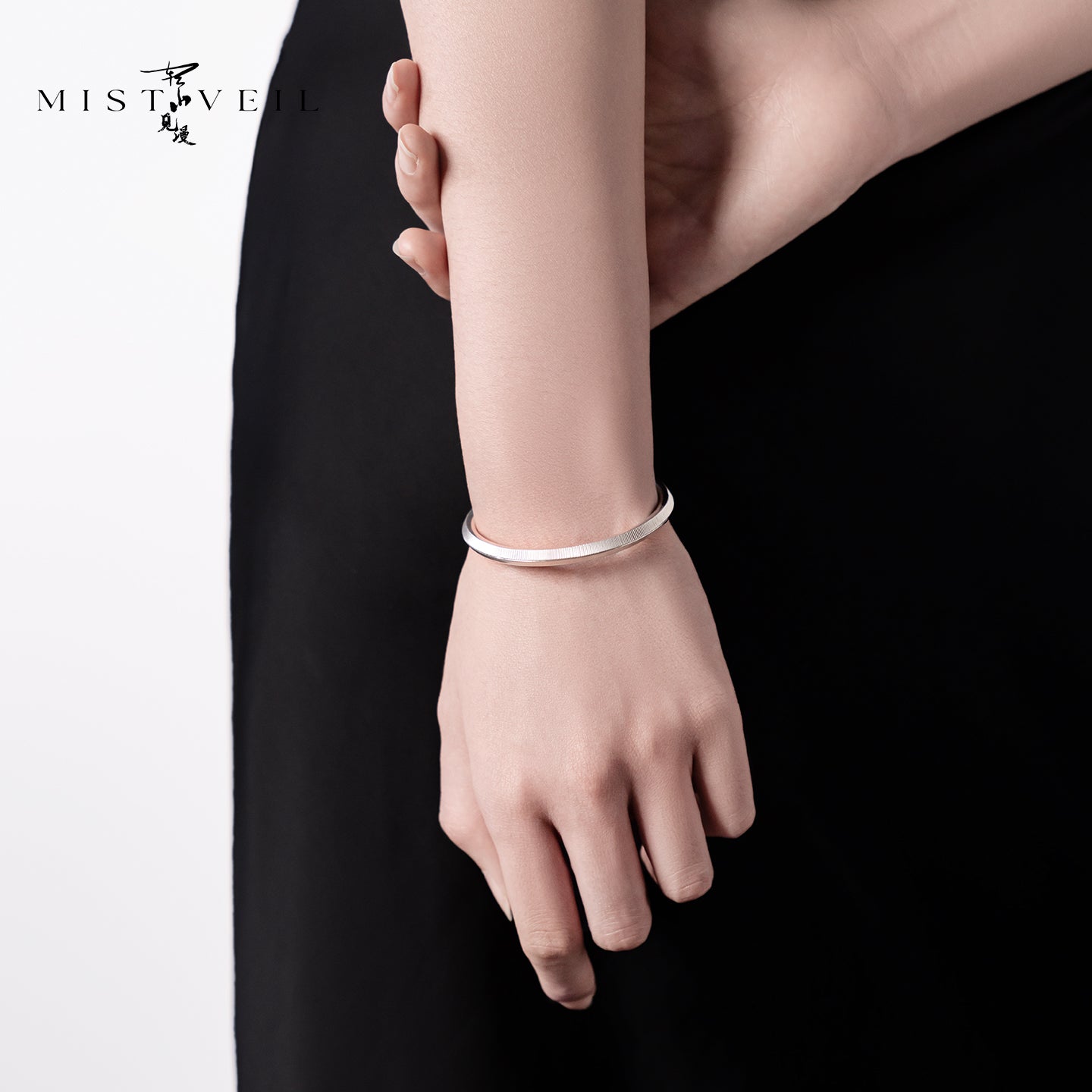 Mistveil Zen-Moon Silver Meditative Bangle