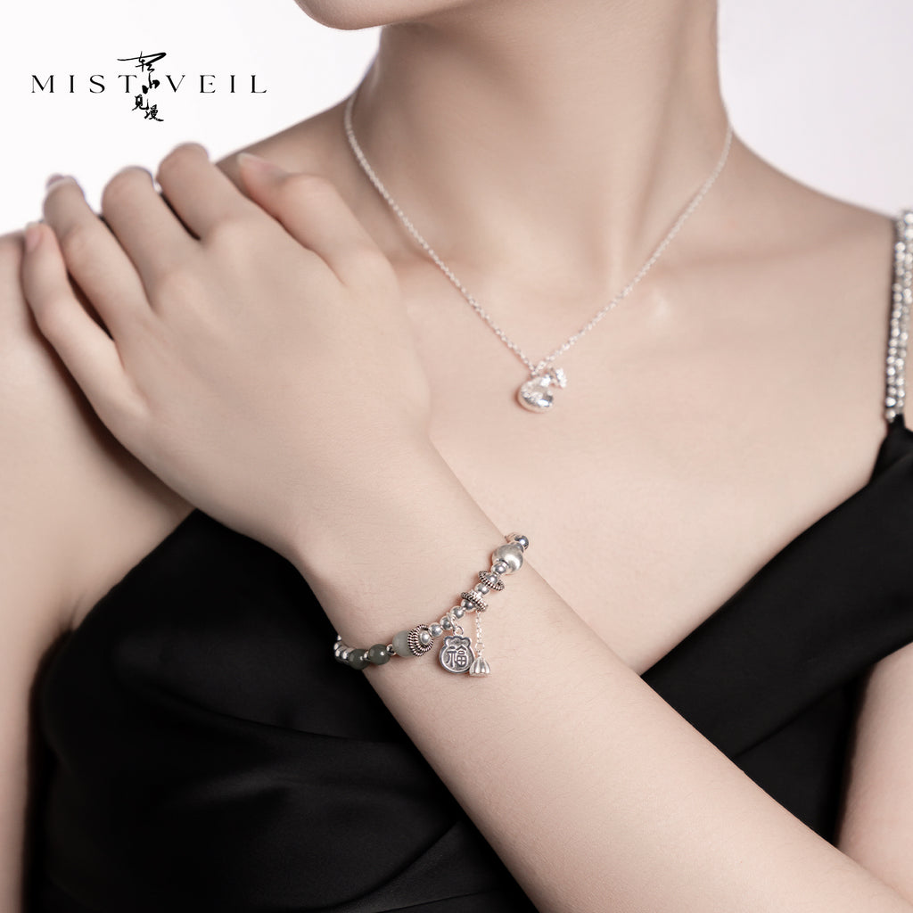 Mistveil Nature's‑Chronicle Silver Amulet Bracelet
