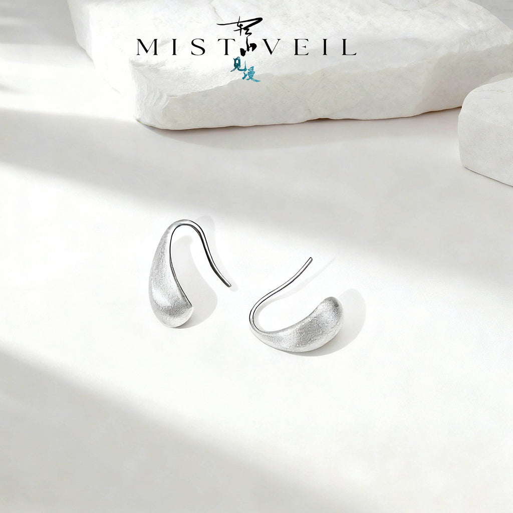 Mistveil Waterdrop-Filigree Silver Youthful Stud Earrings