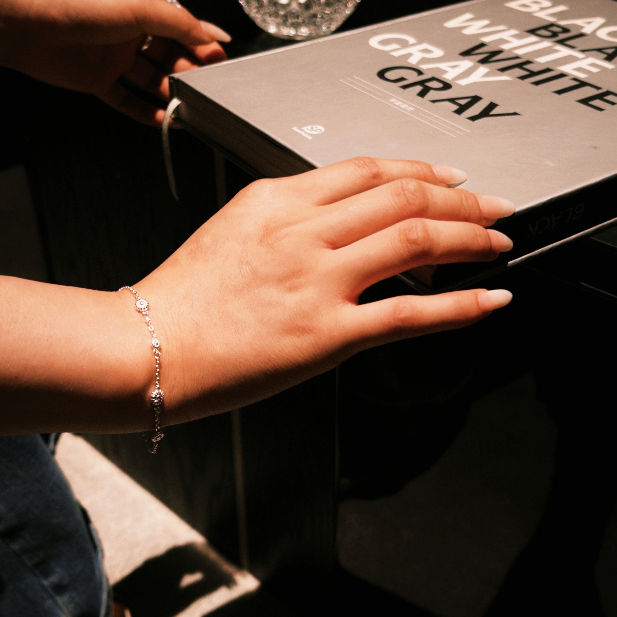 Mistveil Blessing‑at‑Hand Silver Amulet Bracelet