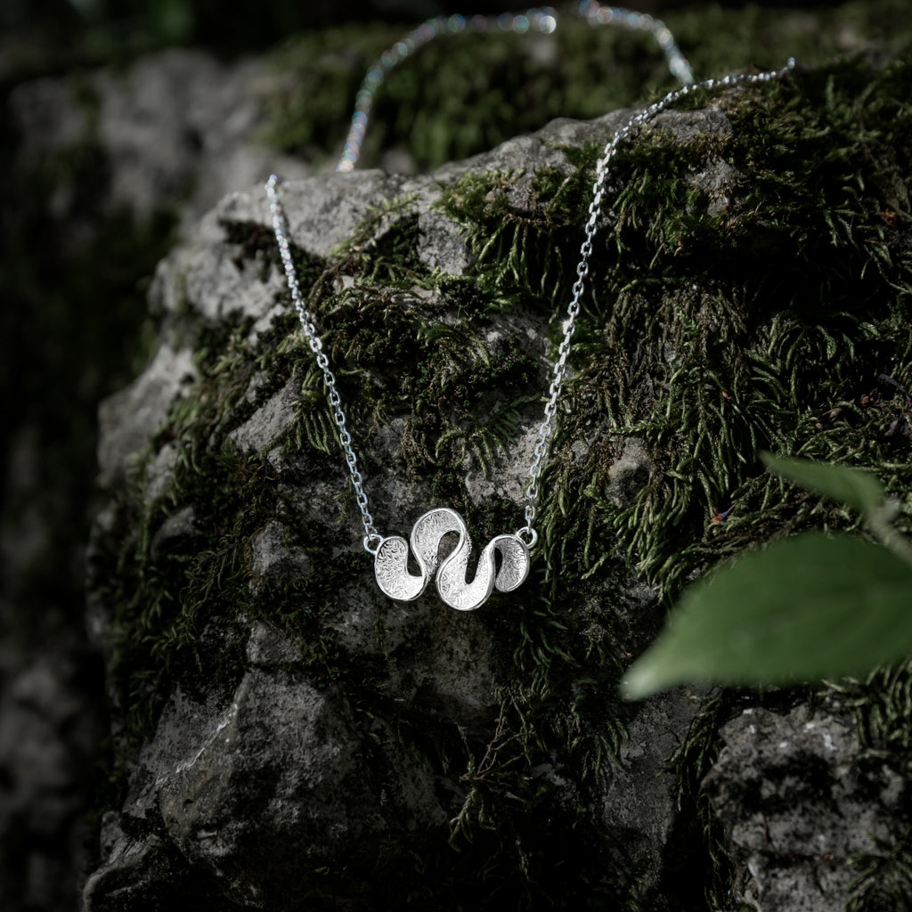 Mistveil Pleat-Inspired S-Curve Silver Cultural Necklace
