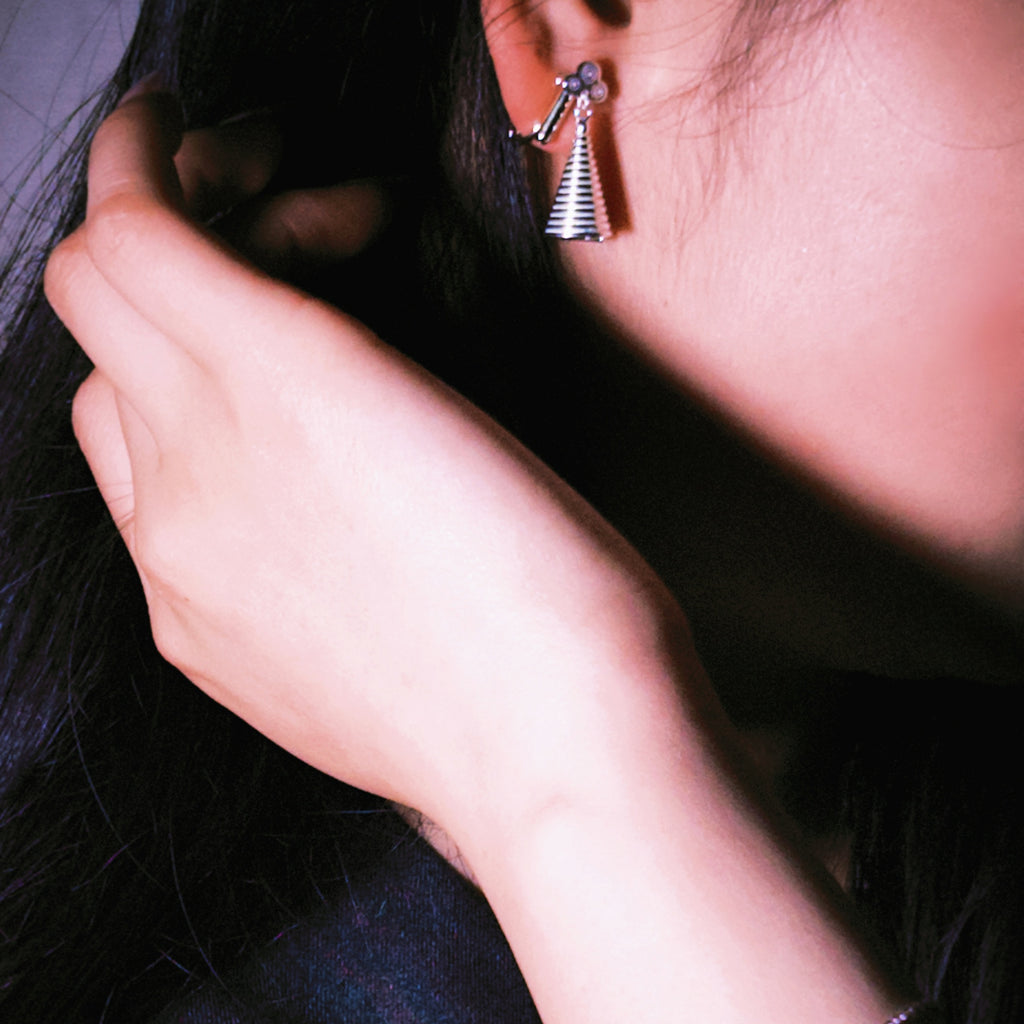 Mistveil Spiral-Blessing Silver Auspicious Earrings