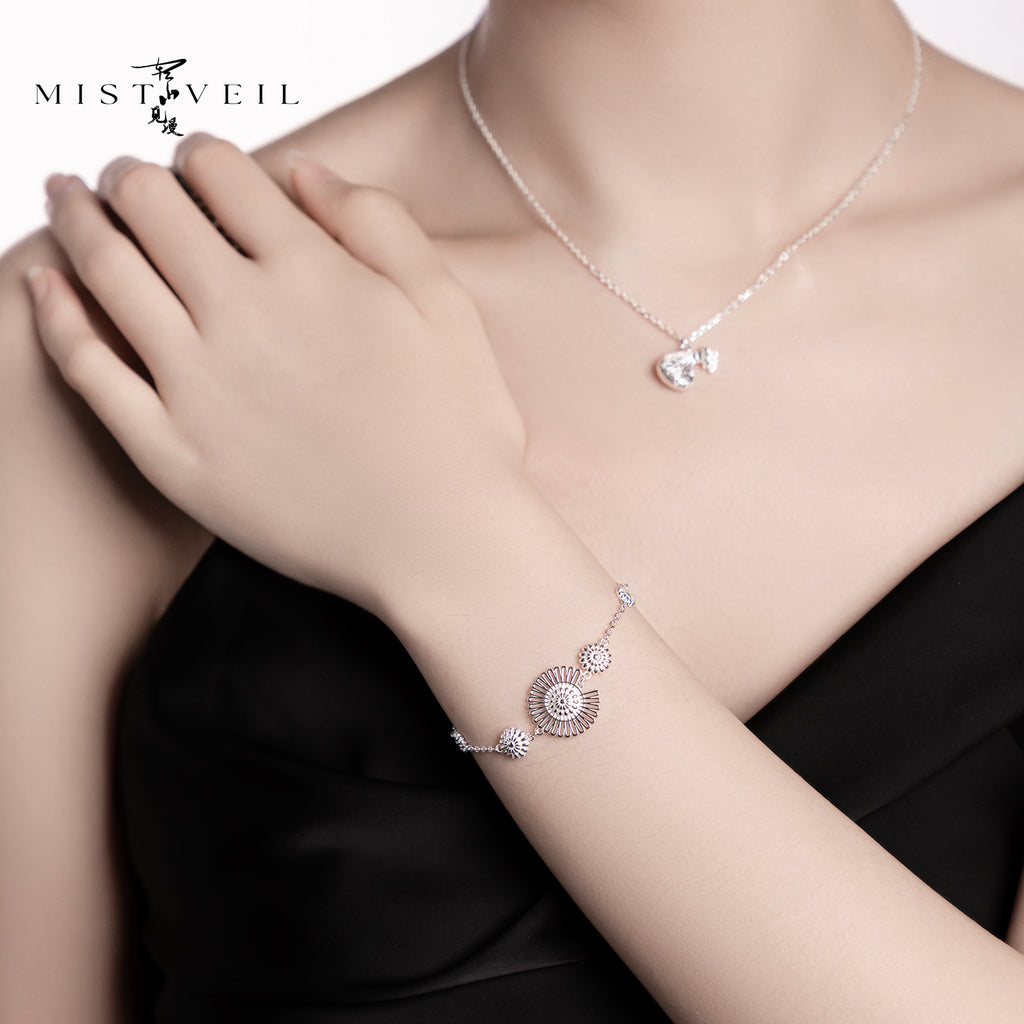 Mistveil Cloud‑Bud Silver Poetic Bracelet