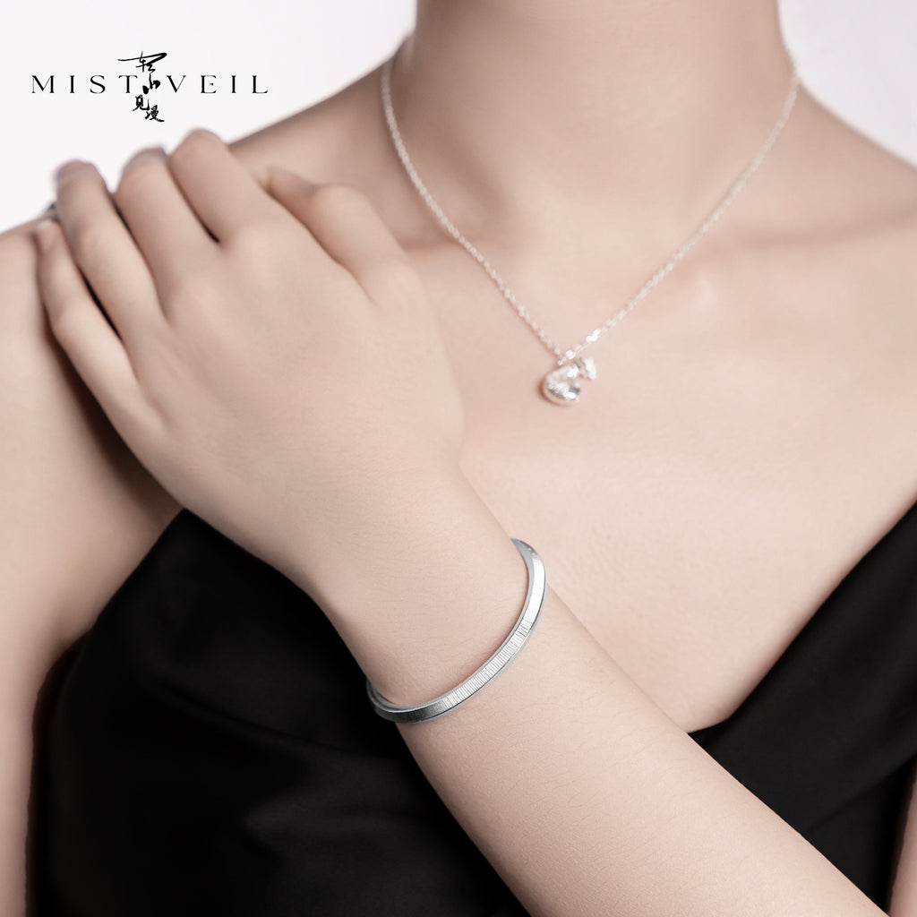 Mistveil Zen-Moon Silver Meditative Bangle