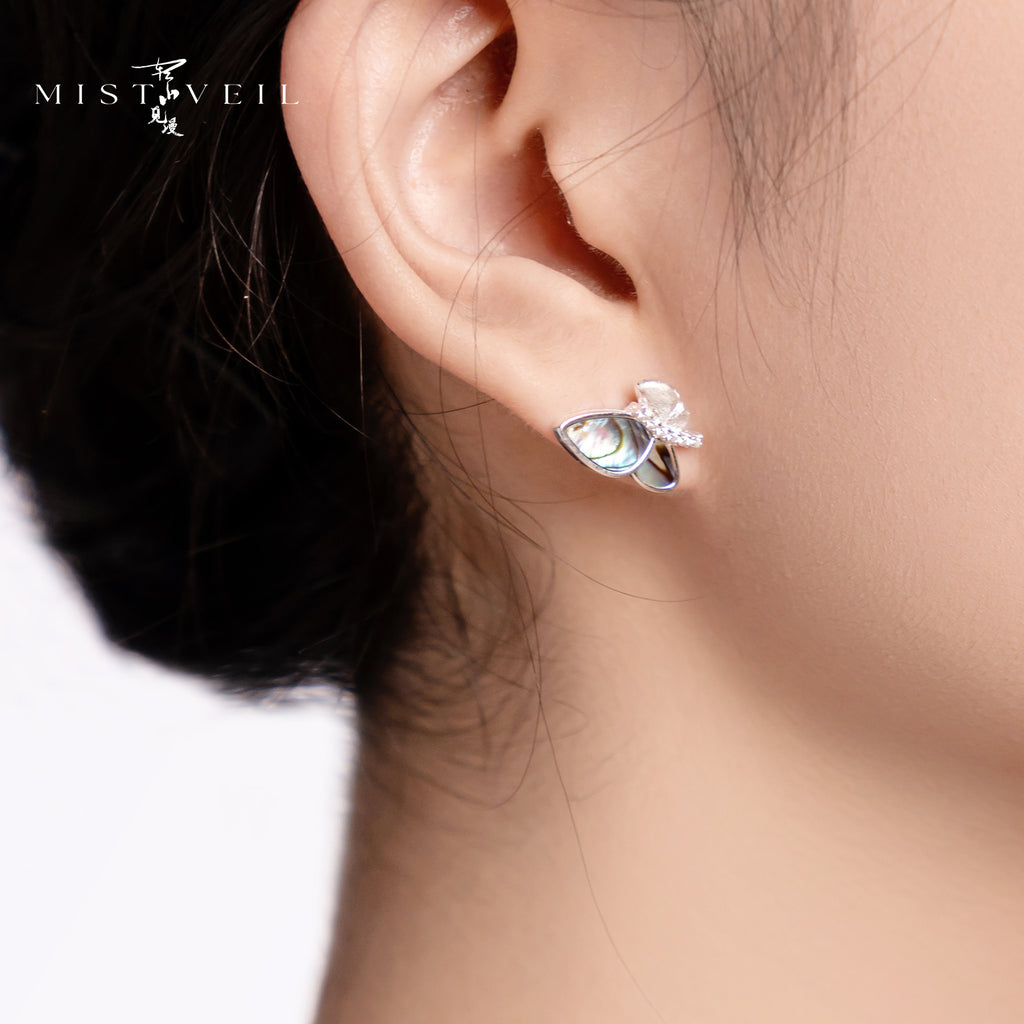 Mistveil Wild-Butterfly Silver Rebirth Stud Earrings