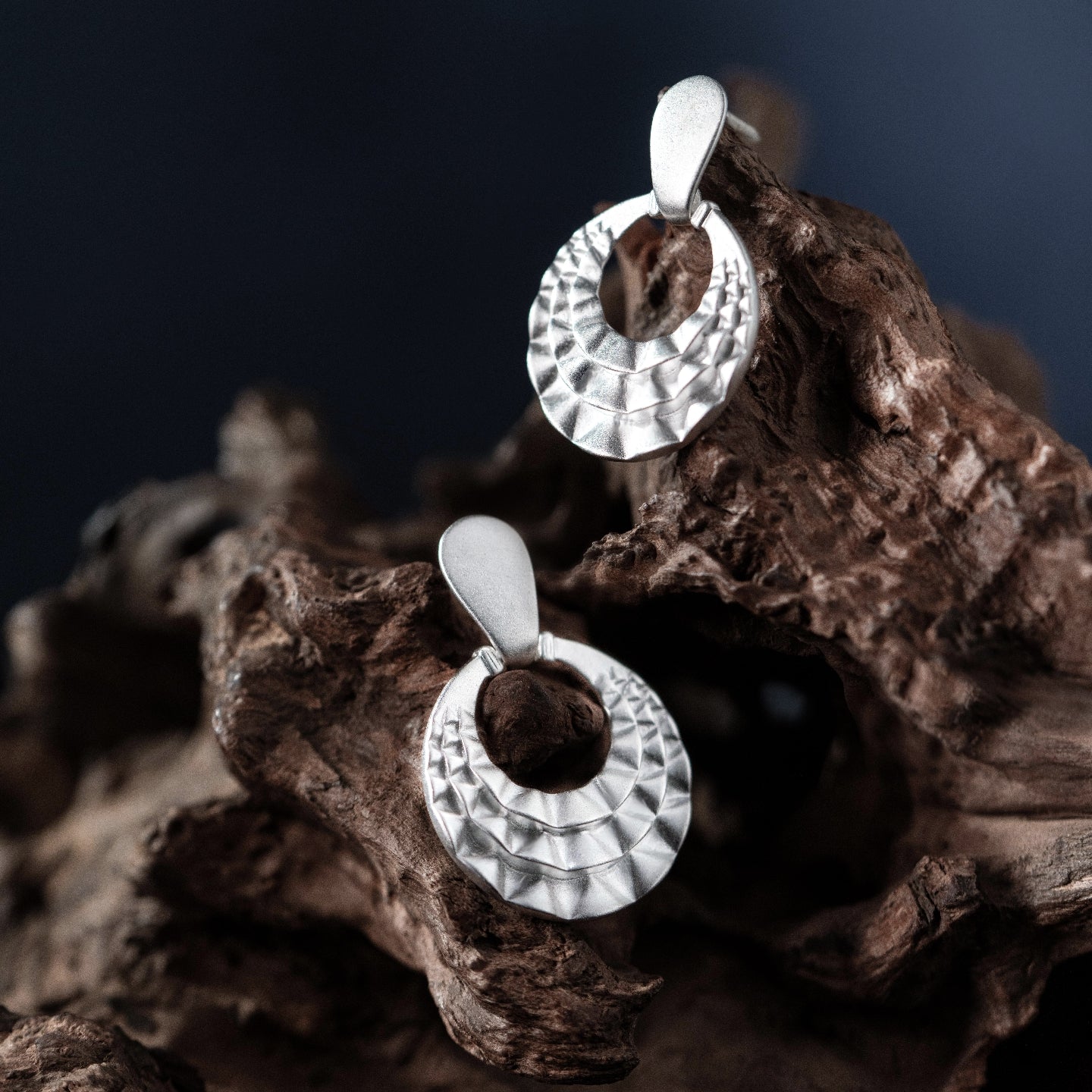 Mistveil Layered-Collar Heritage Silver Protective Earrings