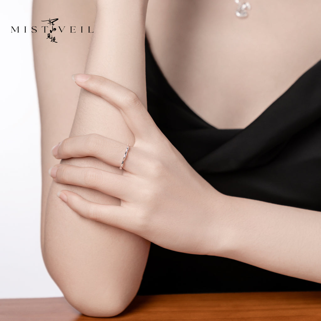 Mistveil Bamboo-Joint Silver Protective Ring
