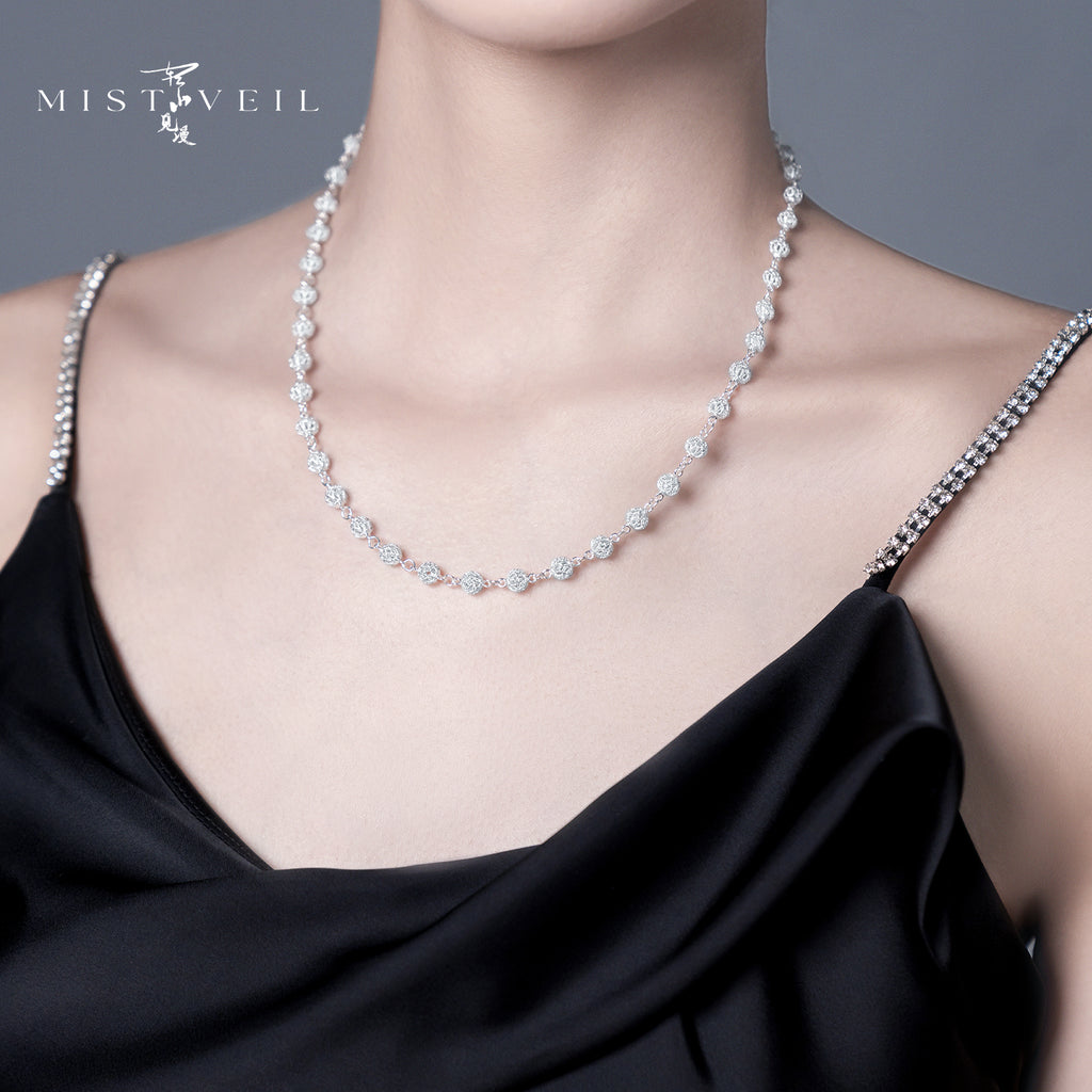 Mistveil Filigree-Ball Silver Auspicious Necklace