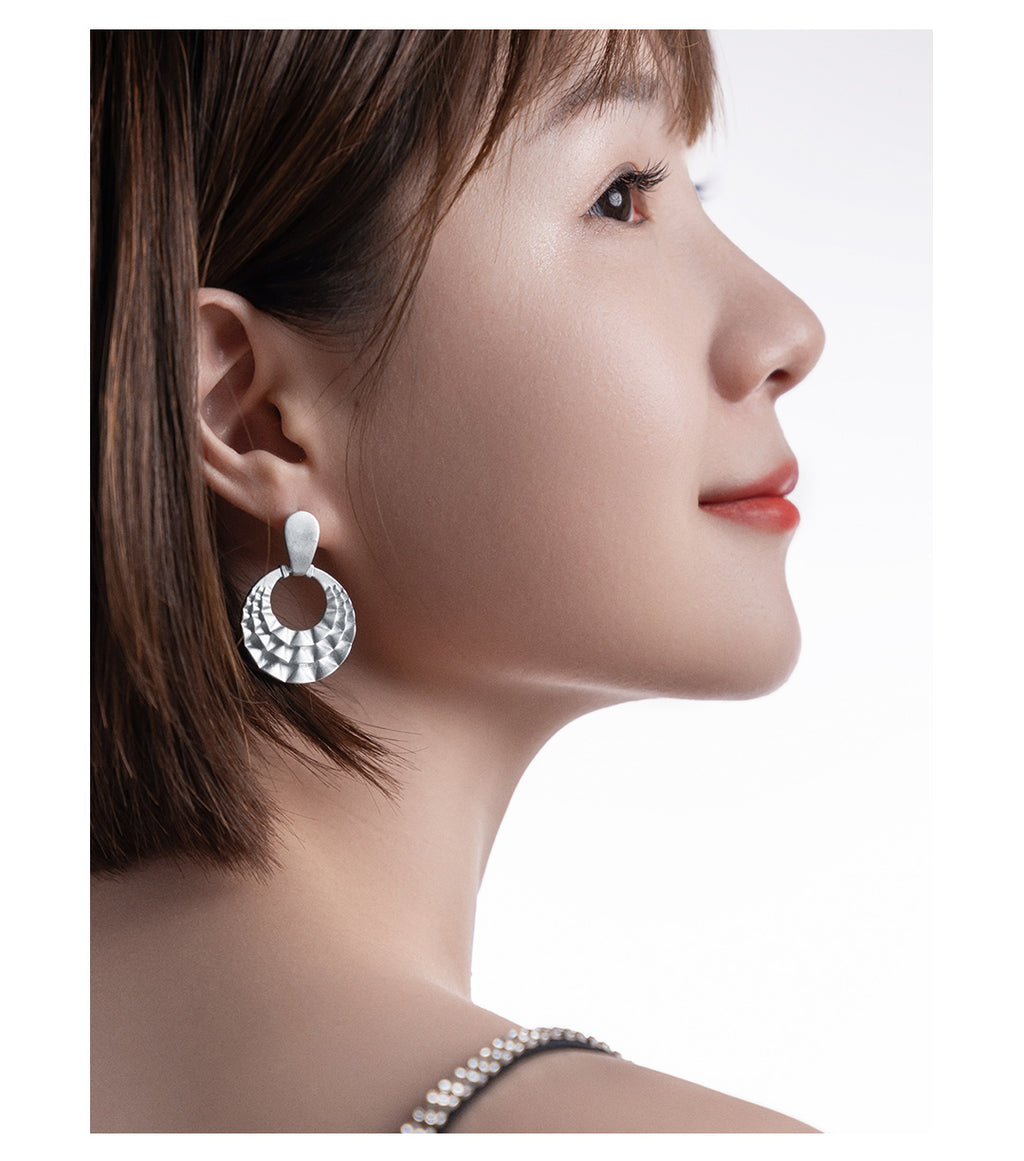 Mistveil Layered-Collar Heritage Silver Protective Earrings