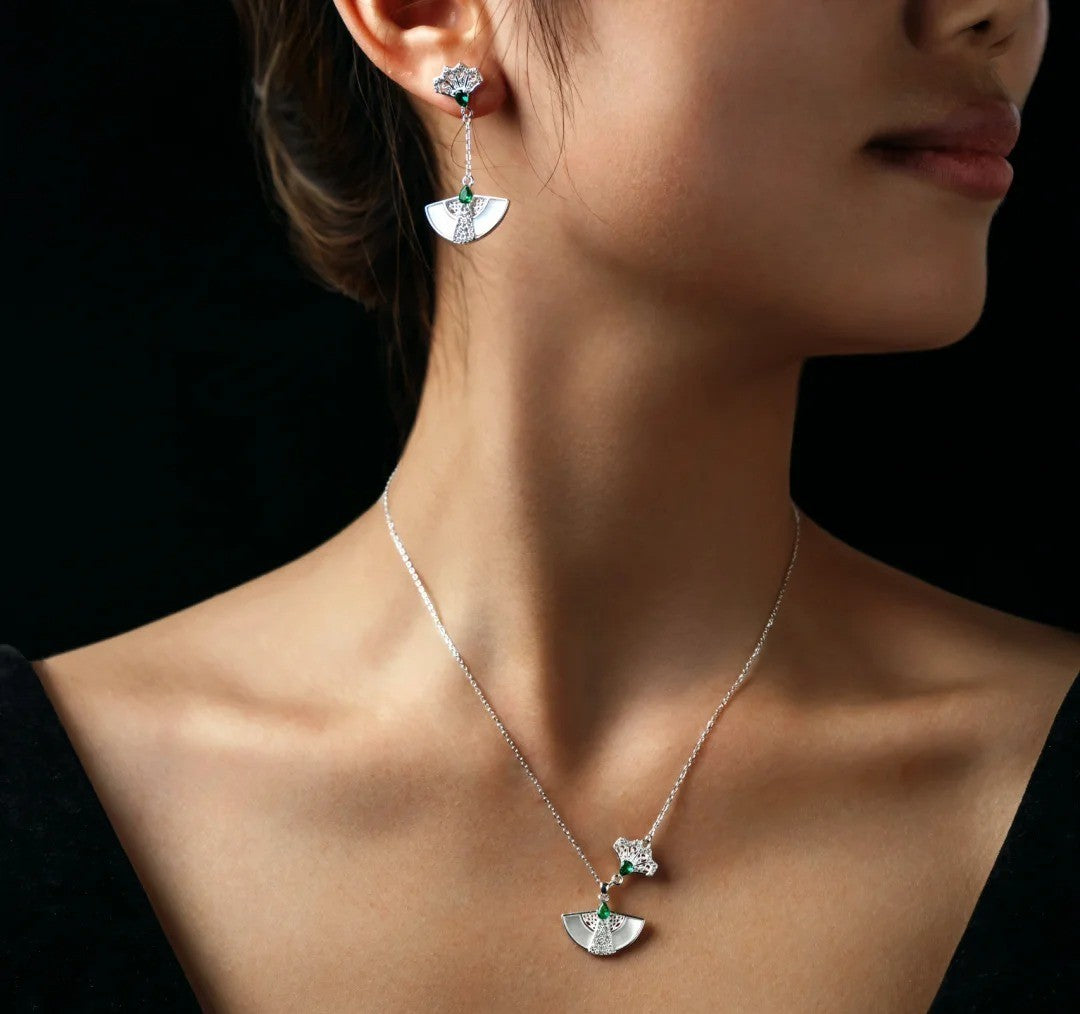 Mistveil Imperial-Fan Silver Cultural Earrings