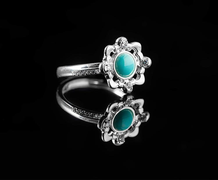 Mistveil Turquoise Floral Silver Elegant Jewelry Set