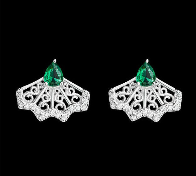 Mistveil Imperial-Fan Silver Heritage Jewelry Set