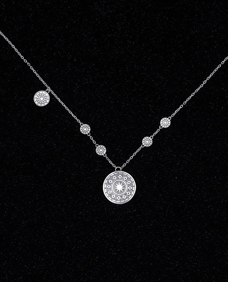 Mistveil Drum-Blessing Silver Cultural Necklace