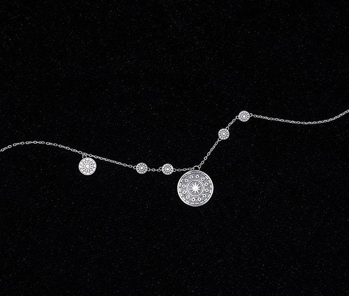 Mistveil Drum-Blessing Silver Cultural Necklace