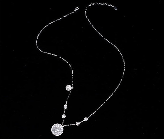Mistveil Drum-Blessing Silver Cultural Necklace