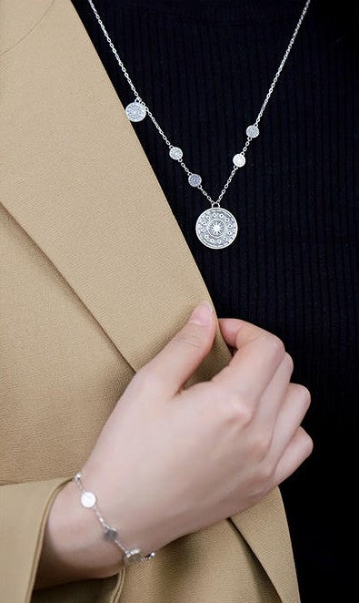 Mistveil Drum-Blessing Silver Cultural Necklace