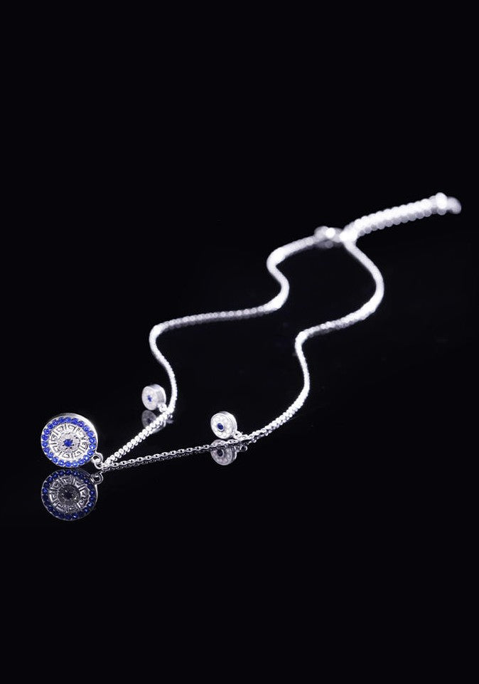Mistveil Drum-Motif Glazed Silver Auspicious Necklace
