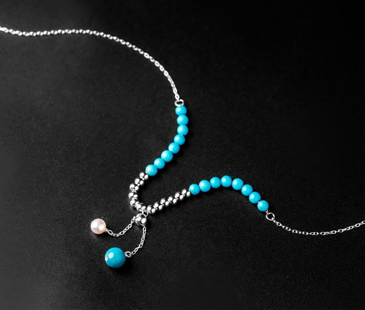 Mistveil Dew-Inspired Twin-Row Silver Nourishing Necklace