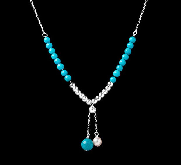 Mistveil Dew-Inspired Twin-Row Silver Nourishing Necklace