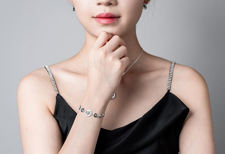 Mistveil Phoenix-Inspired Malachite Silver Protective Bracelet