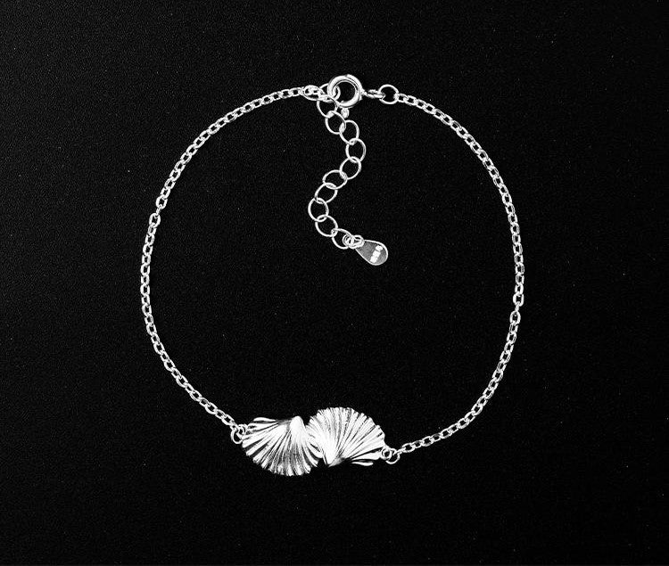 Mistveil Snow-Fan Pleated-Skirt Silver Serene Bracelet
