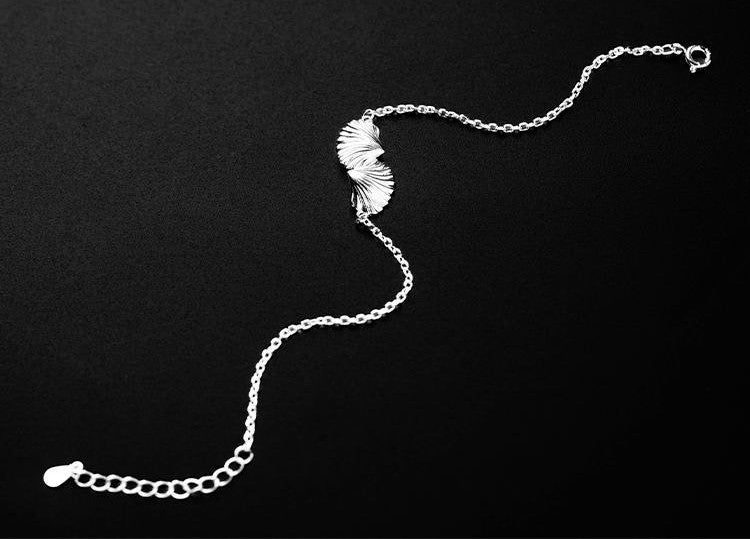 Mistveil Snow-Fan Pleated-Skirt Silver Serene Bracelet