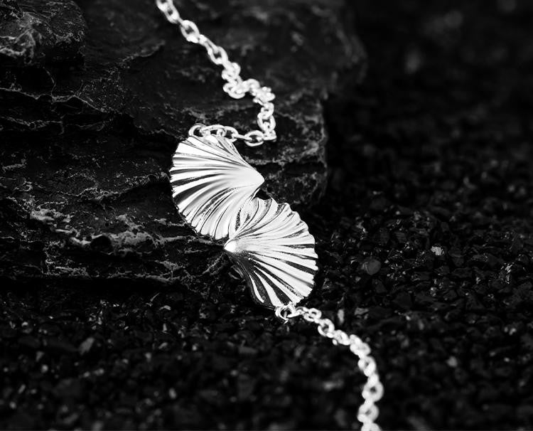 Mistveil Snow-Fan Pleated-Skirt Silver Serene Bracelet