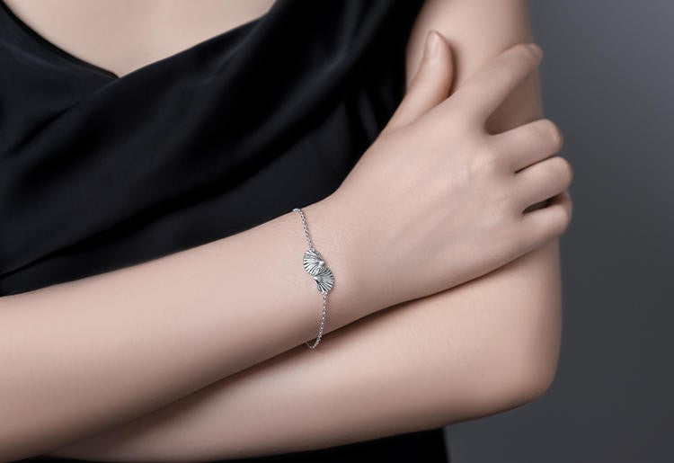 Mistveil Snow-Fan Pleated-Skirt Silver Serene Bracelet