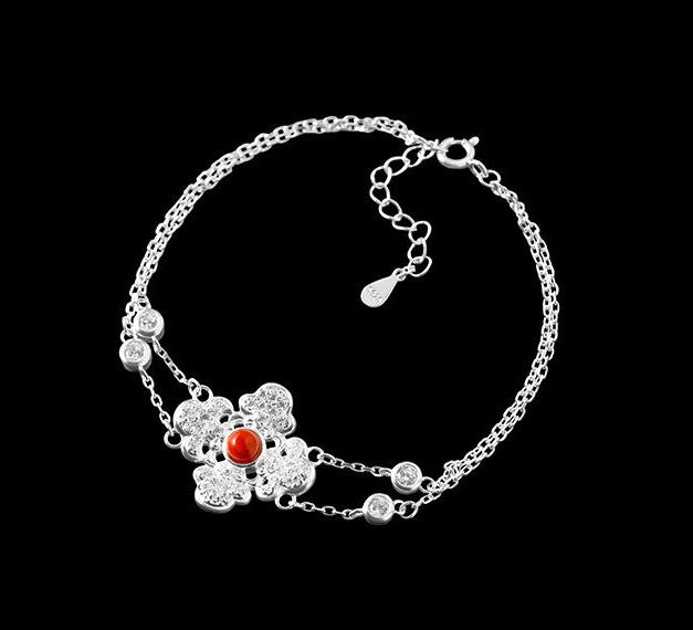 Mistveil Ruyi-Lattice Silver Protective Bracelet