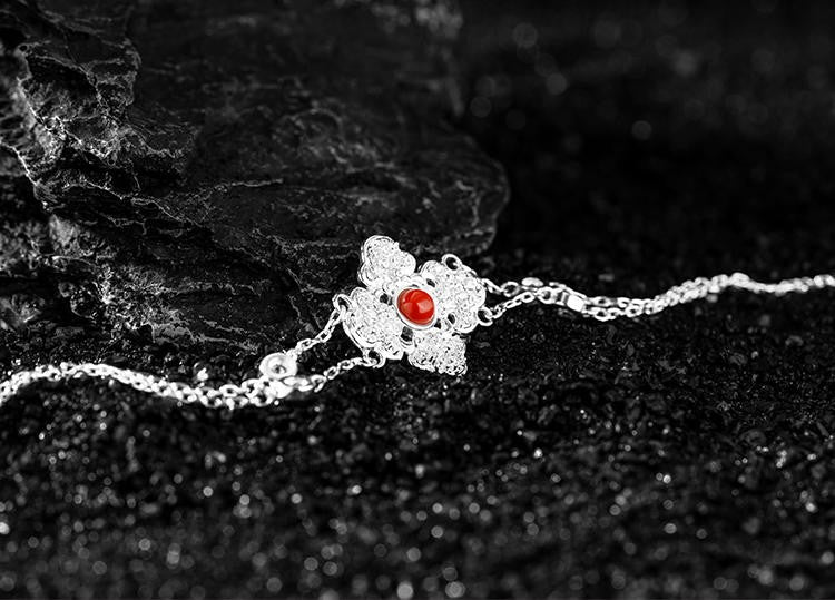 Mistveil Ruyi-Lattice Silver Protective Bracelet