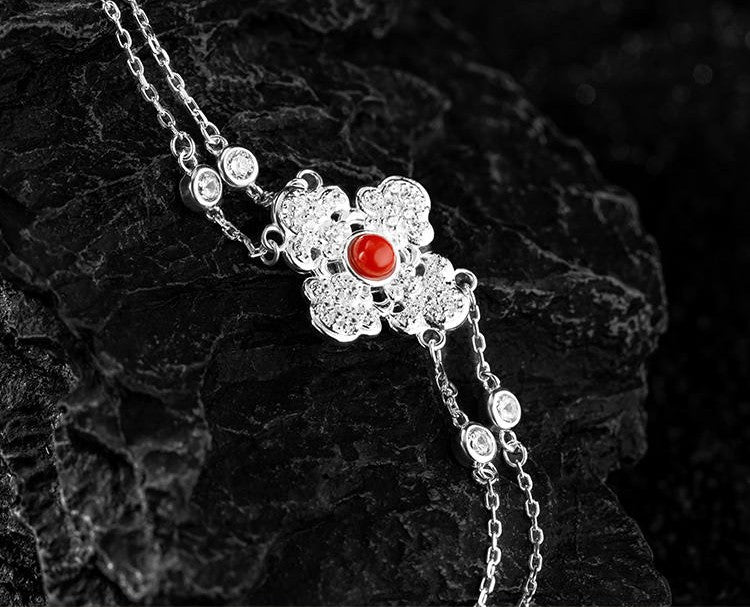Mistveil Ruyi-Lattice Silver Protective Bracelet