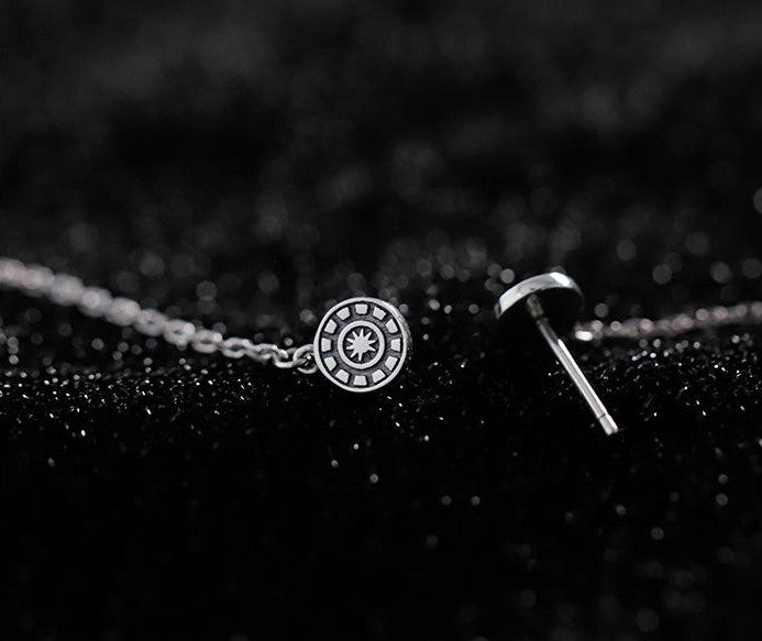 Mistveil Sun-Drum Silver Protective Earrings