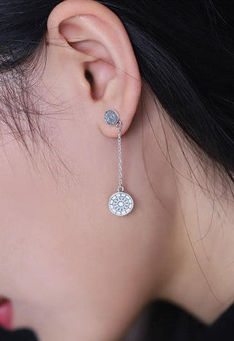 Mistveil Sun-Drum Silver Protective Earrings
