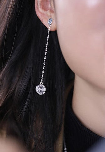 Mistveil Sun-Drum Silver Protective Earrings