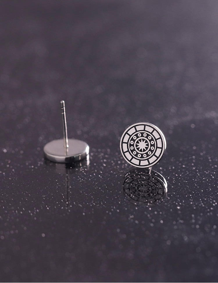 Mistveil Sun-Drum Silver Protective Stud Earrings