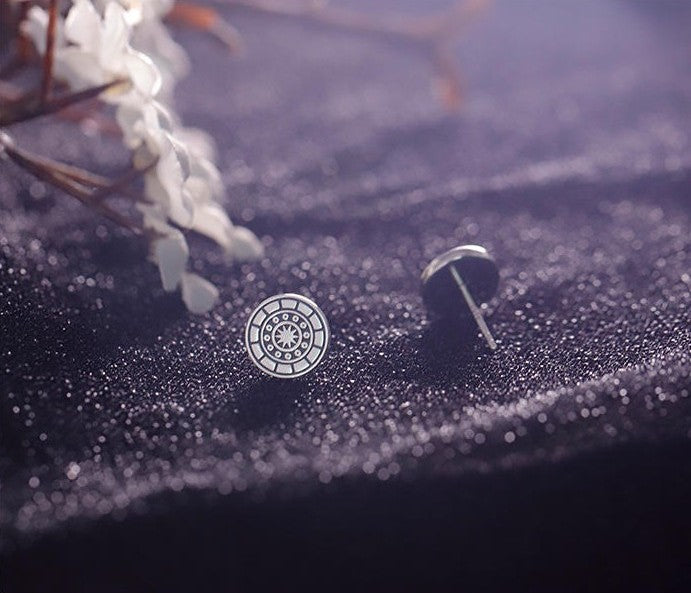 Mistveil Sun-Drum Silver Protective Stud Earrings