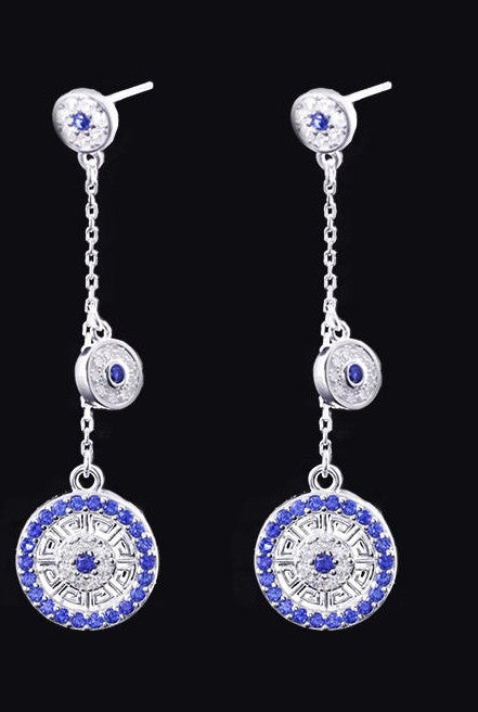 Mistveil Glazed-Drum Silver Auspicious Earrings