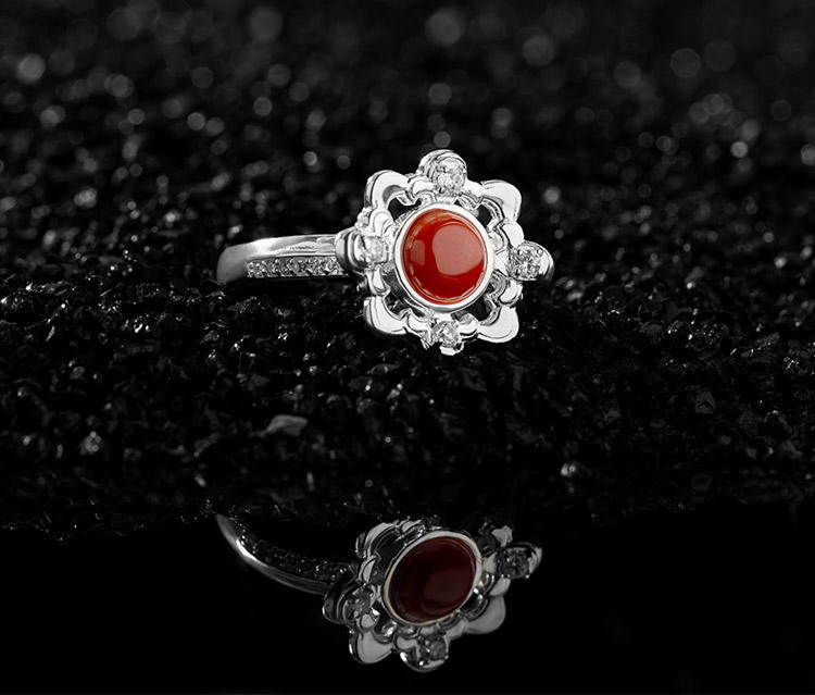 Mistveil Ruyi-Lattice Silver Elegant Ring