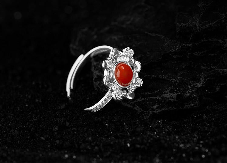 Mistveil Ruyi-Lattice Silver Elegant Ring