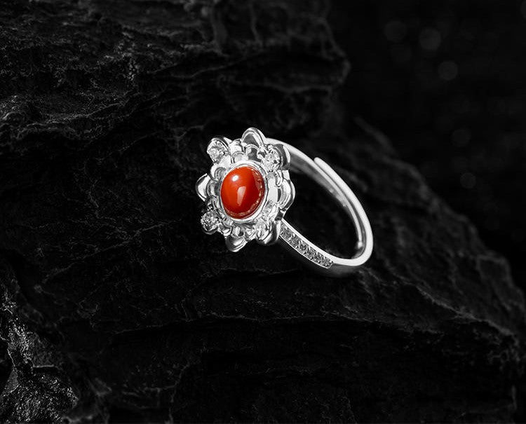 Mistveil Ruyi-Lattice Silver Elegant Ring