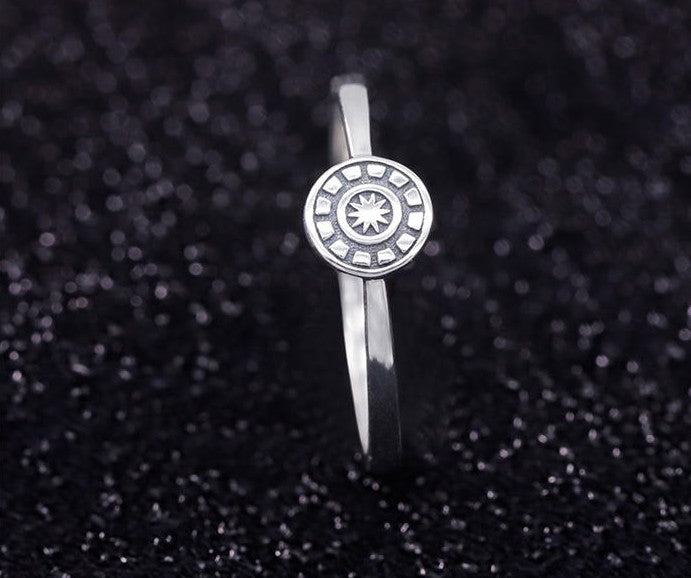 Mistveil Sun-Drum Silver Protective Ring