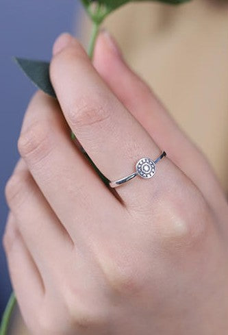 Mistveil Sun-Drum Silver Protective Ring